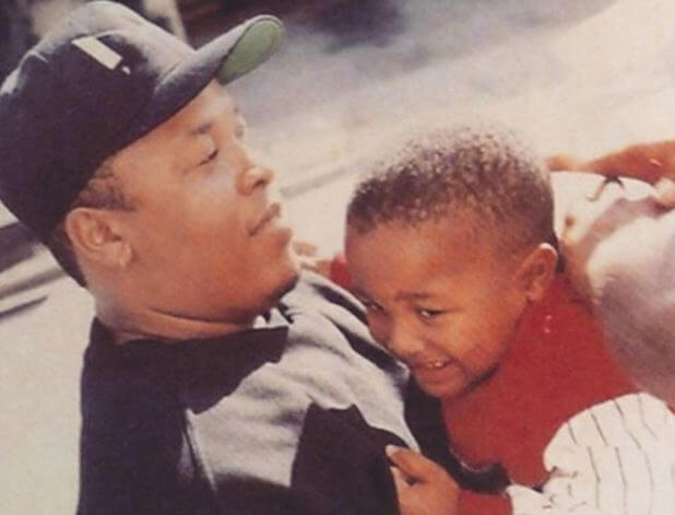 Marcel Young as a kid with his father Dr. Dre.